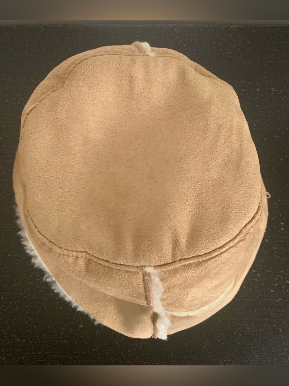 Vintage AE Tan Faux-Suede Bucket Hat with Cream Trim - Picture 4 of 9